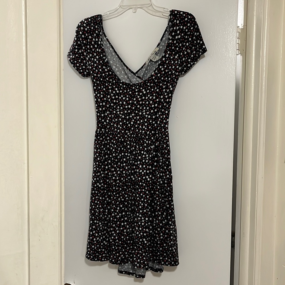 Black Dress with Red, White, & Grey Stars.